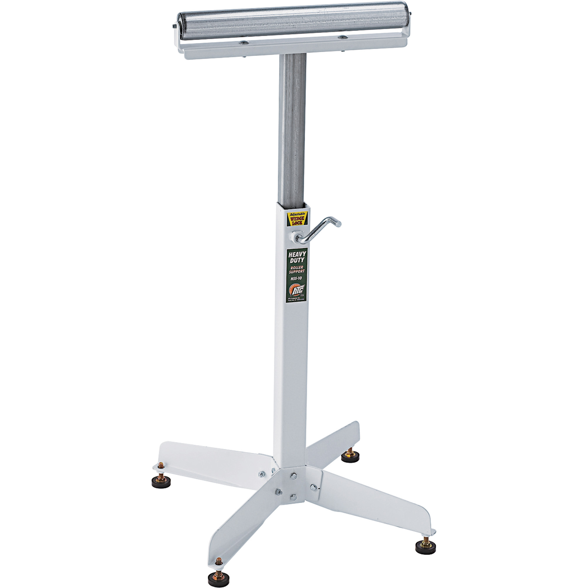HTC Heavy Duty Adjustable Pedestal Roller Material Support Stand, With 16in. Ball Bearing Roller, Model# HSS-10